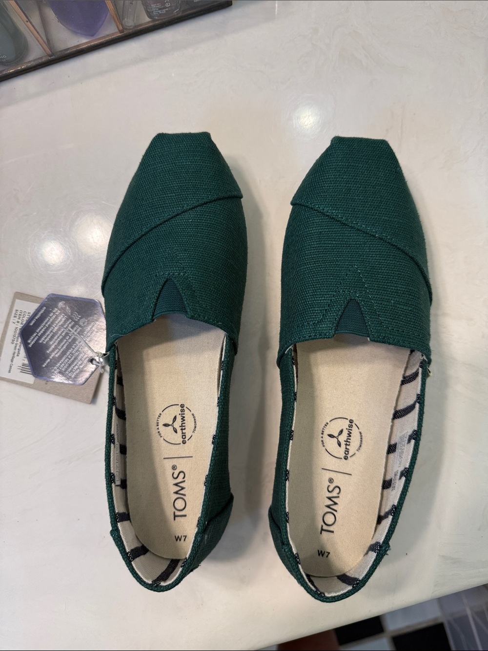 NWT TOMS Green Canvas Alpargata Slip-Ons - Picture 2 of 6